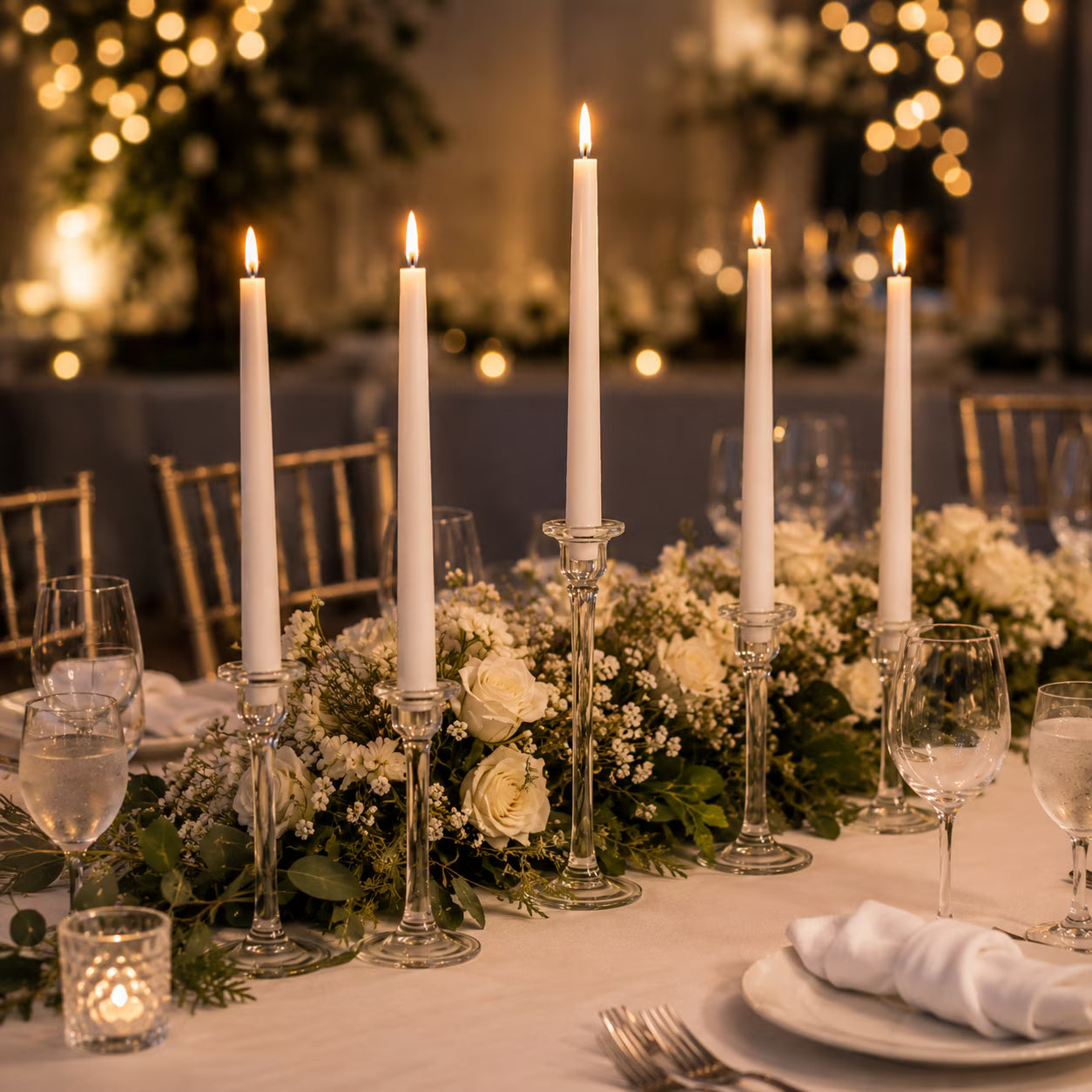 White Taper Candles - 12 Inch - 12 Pack