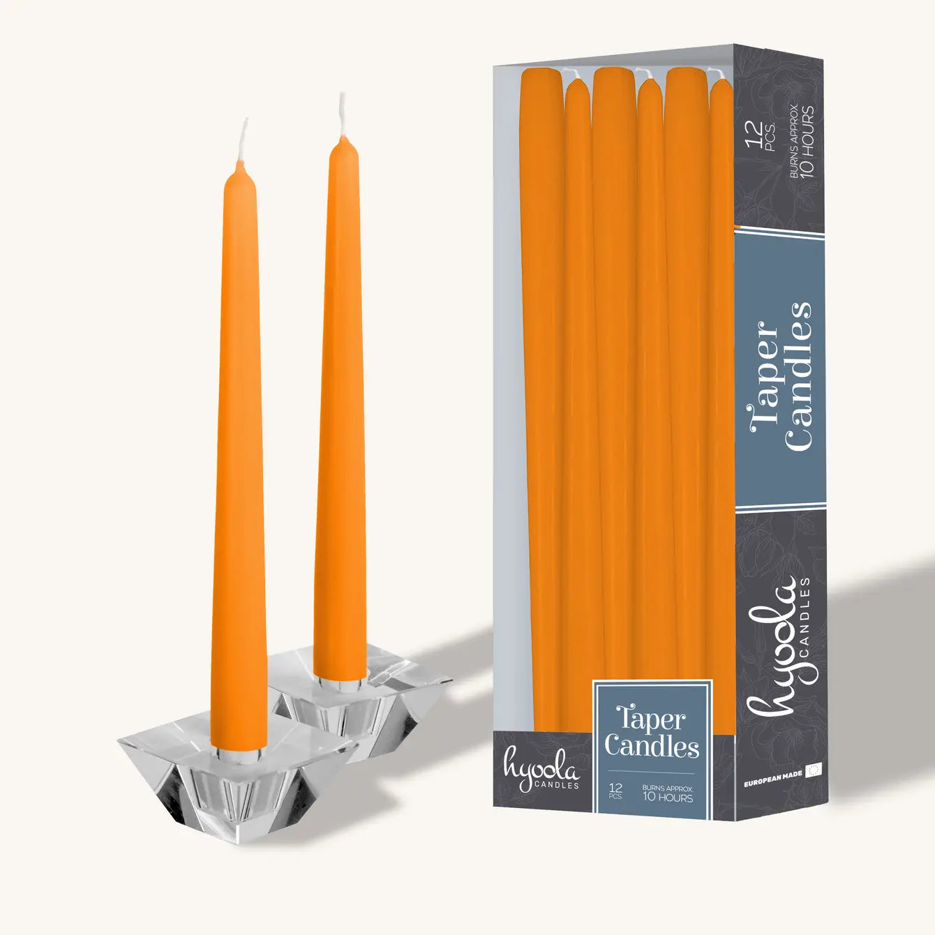 Orange Taper Candles - 14 Inch - 12 Pack