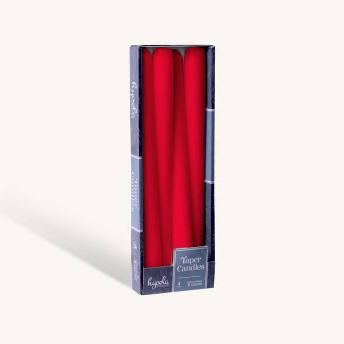 Cherry Red Taper Candles - 12 Inch - 4 Pack