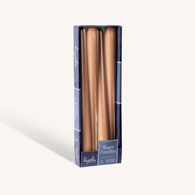 Metallic Copper Taper Candles - 10 Inch - 4 Pack