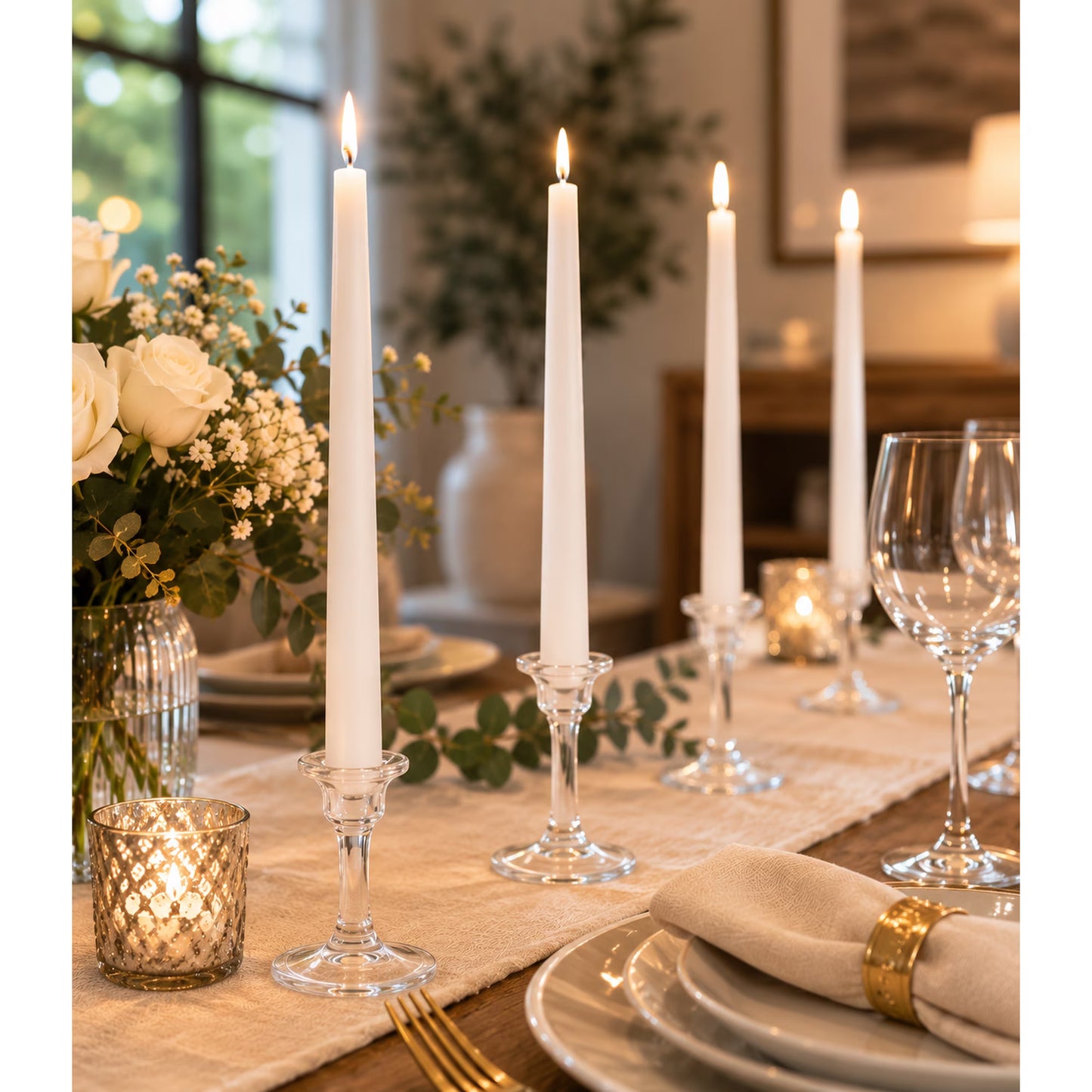 White Taper Candles - 14 Inch - 12 Pack