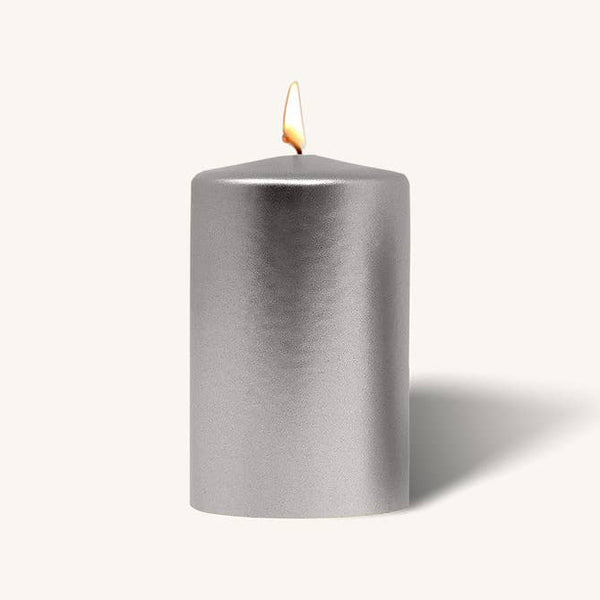 Metallic Silver Pillar Candle - 2.5 x 4 Metallic Silver Pillar Candle - 2.5 x 4