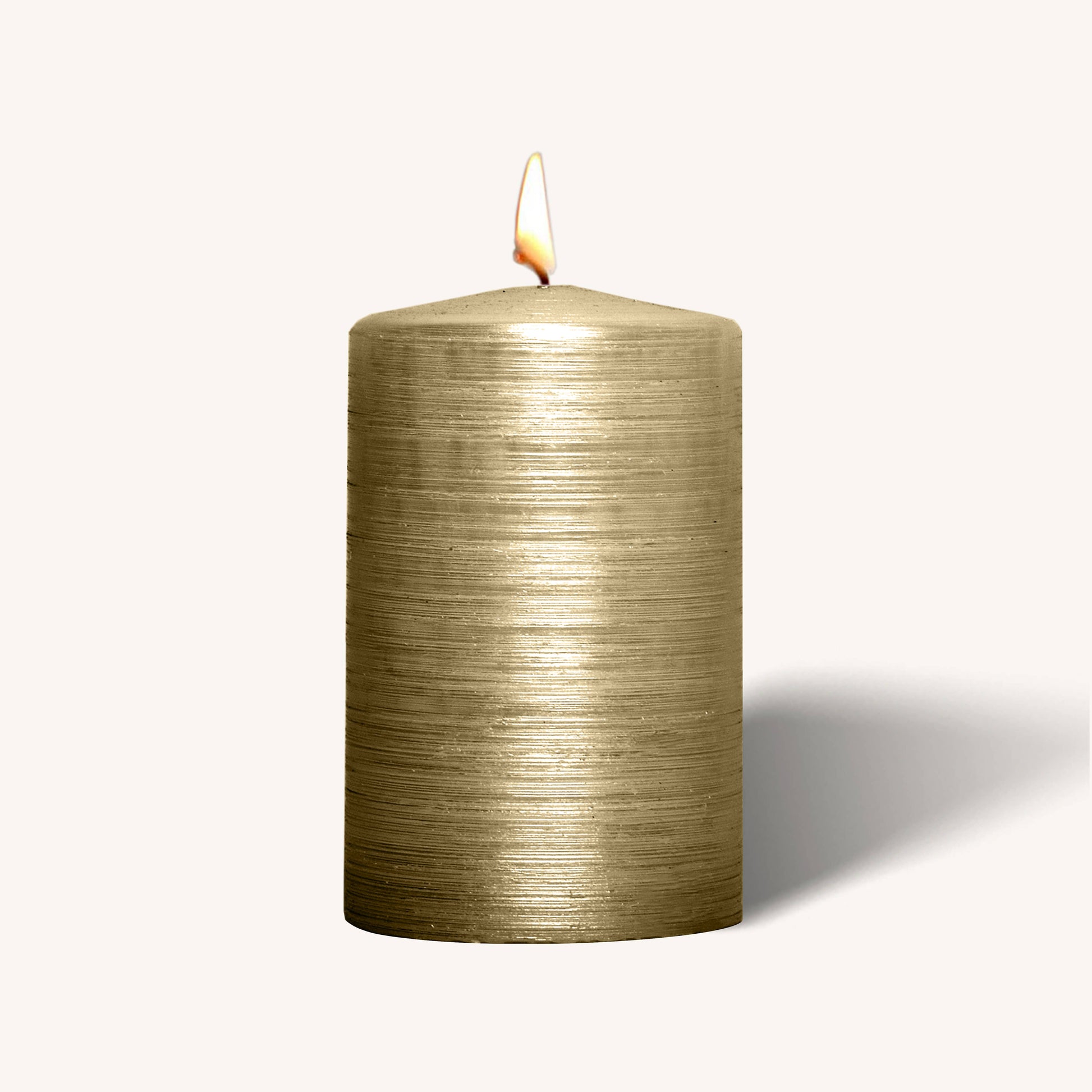 Antique gold brushed metallic pillar candle, 2.5 inch by 4 inch, pack of 6