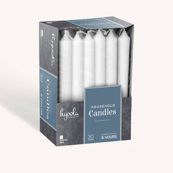 White Household Candles - 6 Hour - 36 Pack