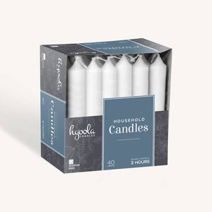 White Household Candles - 3 Hour - 40 Pack