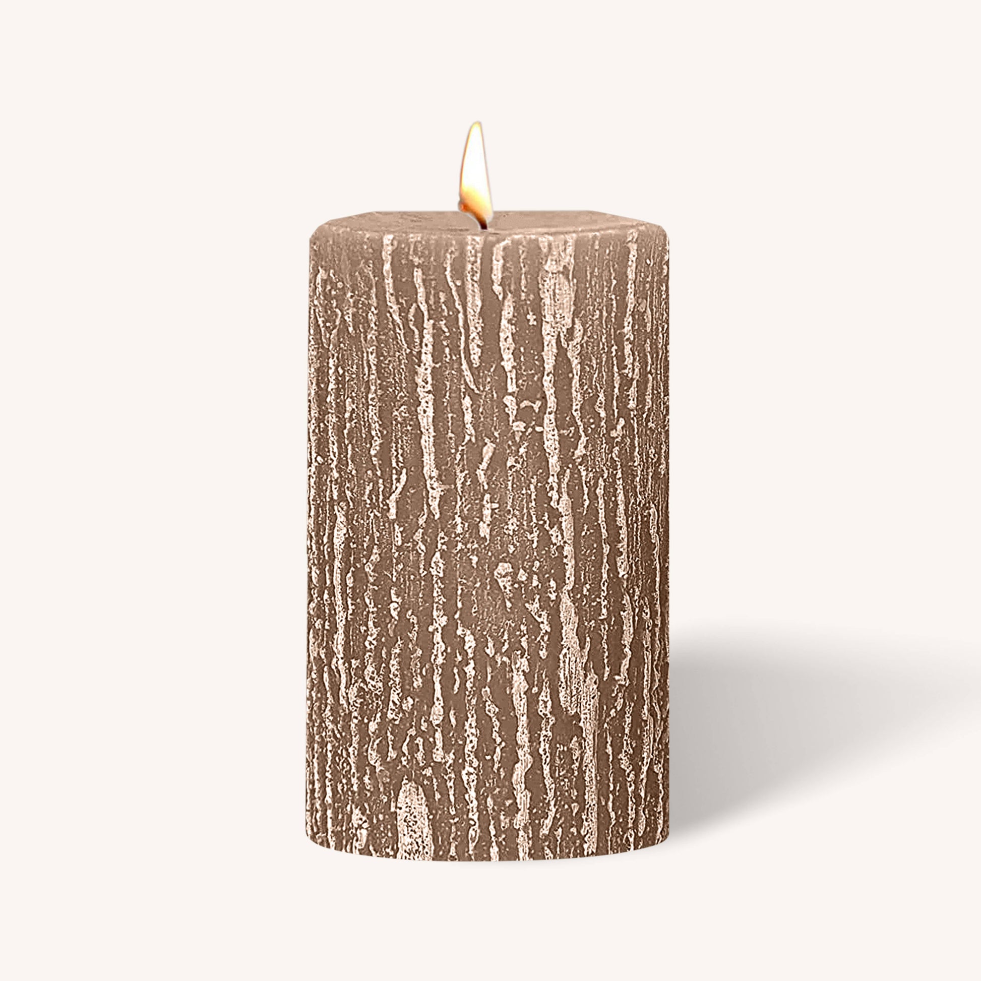 Sahara brown beige rustic pillar candle, 3 inch by 5 inch, pack of 6