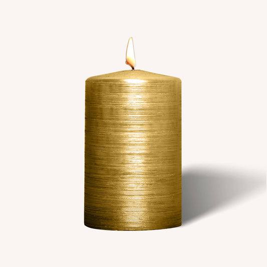 Brushed Metallic Pillar Candles - Gold - 2.5" x 4" - 6 Pack