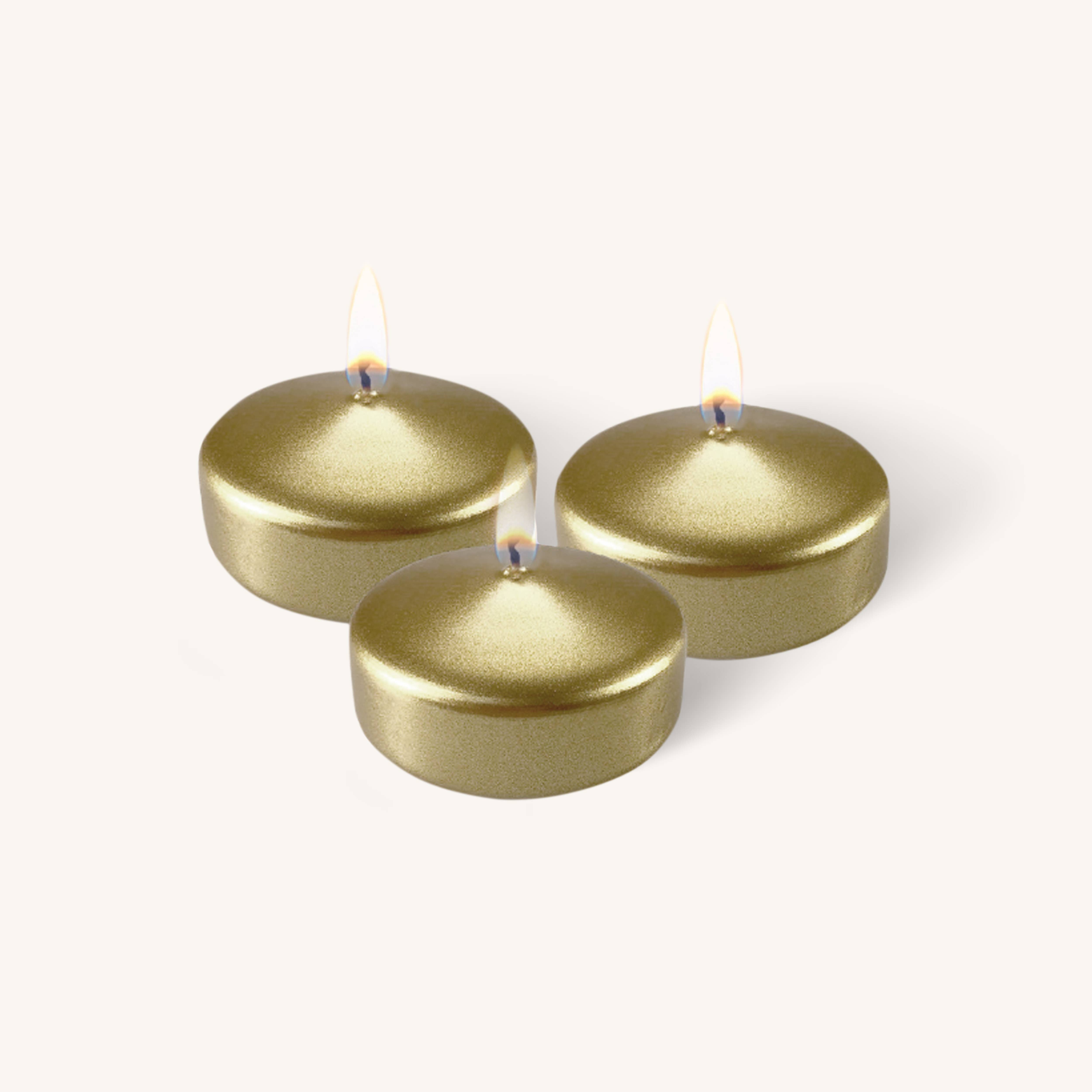 Floating Candles - Metallic Cream Gold - Medium - 10 Pack