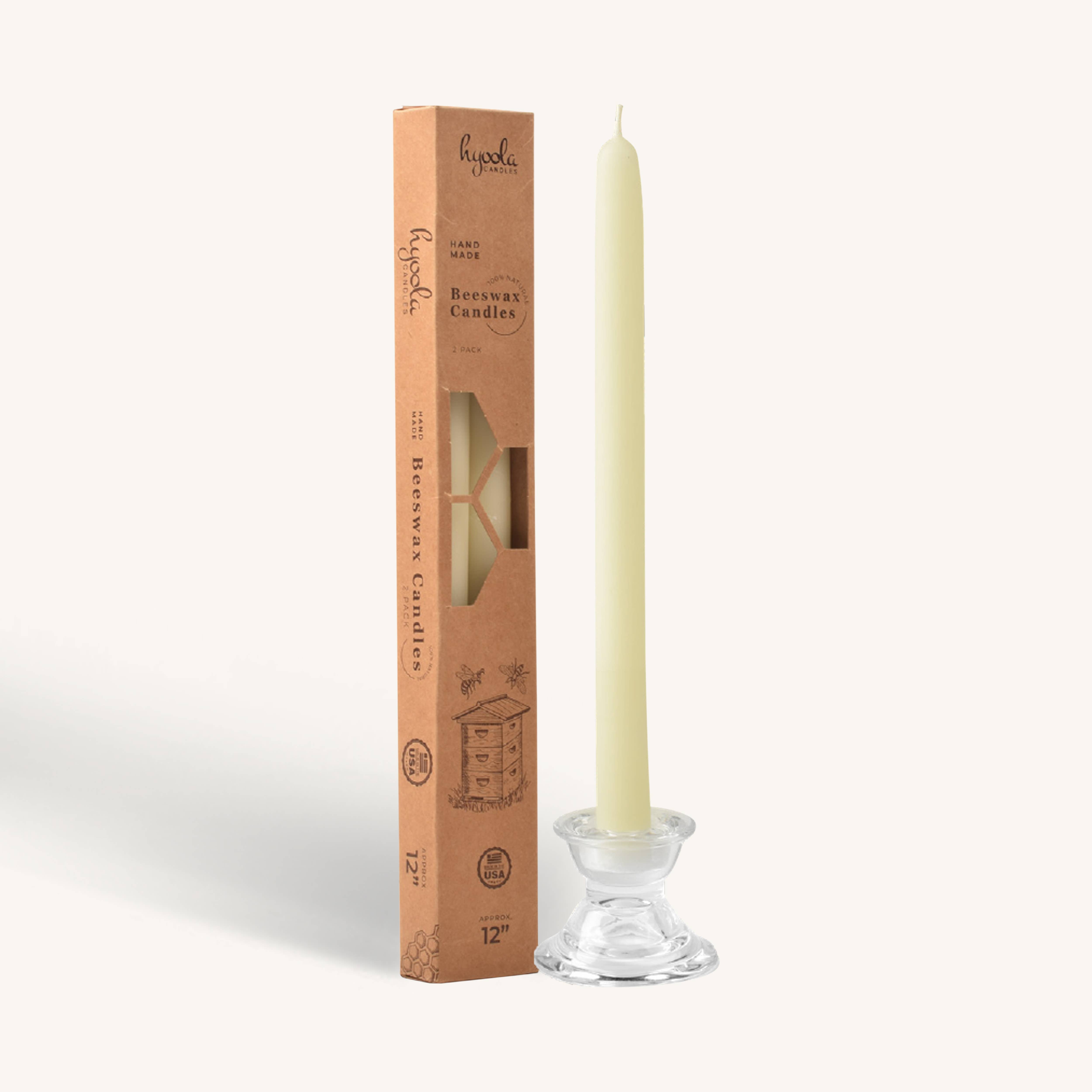 White Beeswax Candles - 12 inch - 4 Pack