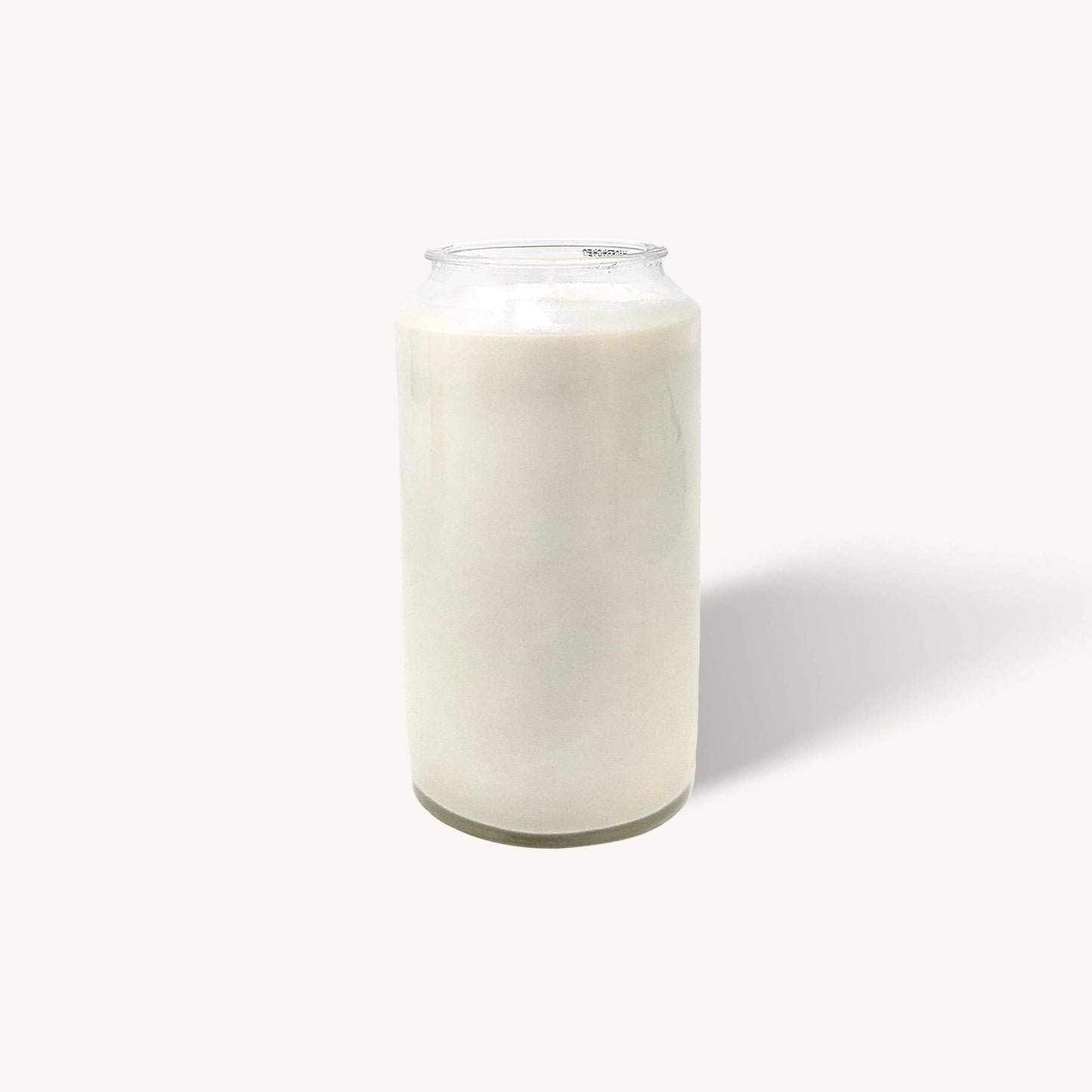White emergency prayer candle in glass cup, 7 day burn