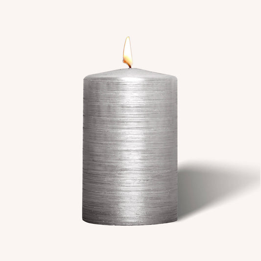 Brushed Metallic Pillar Candles - Titan - 2.5" x 4" - 6 Pack