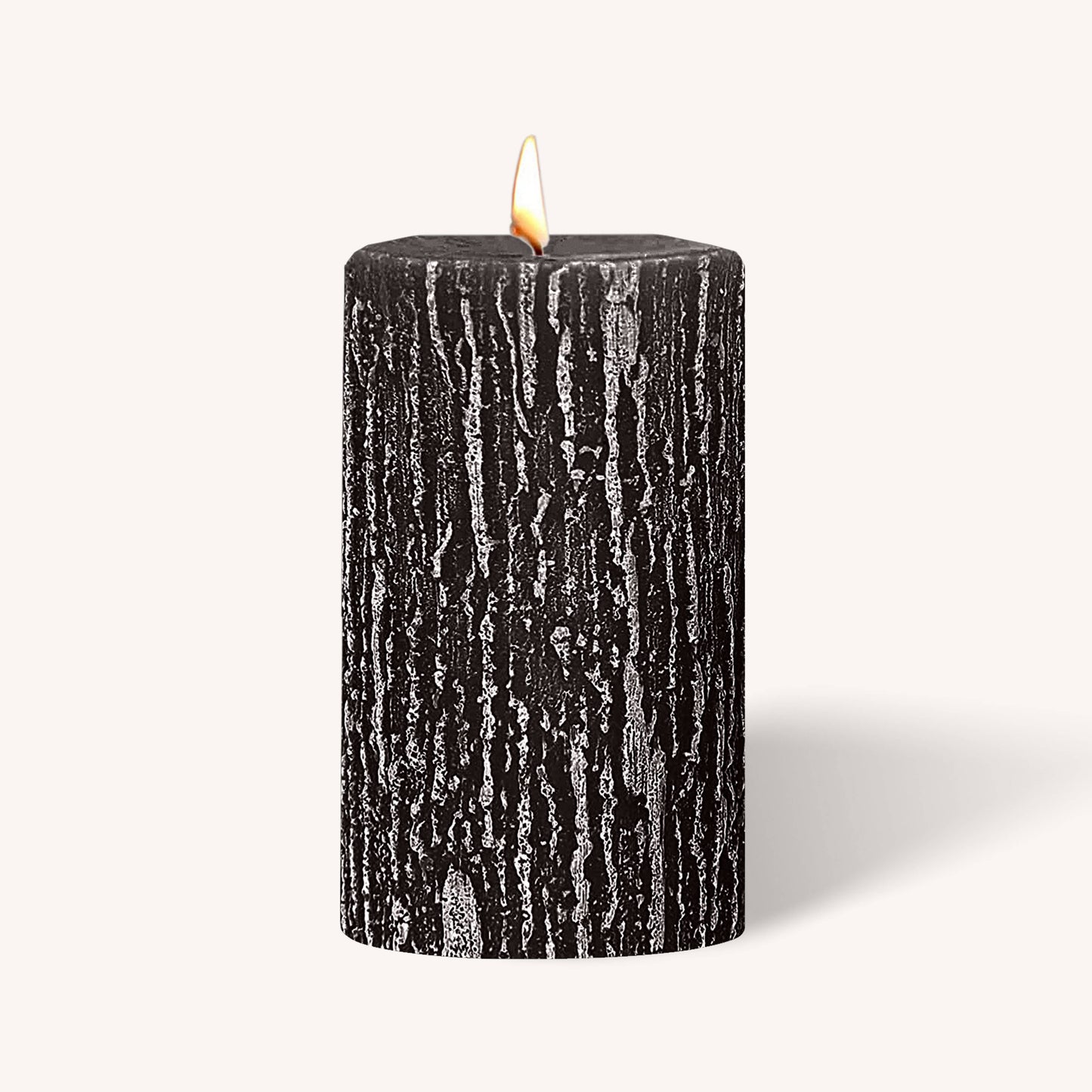 Stone grey rustic pillar candle, 3 inch by 5 inch, pack of 6