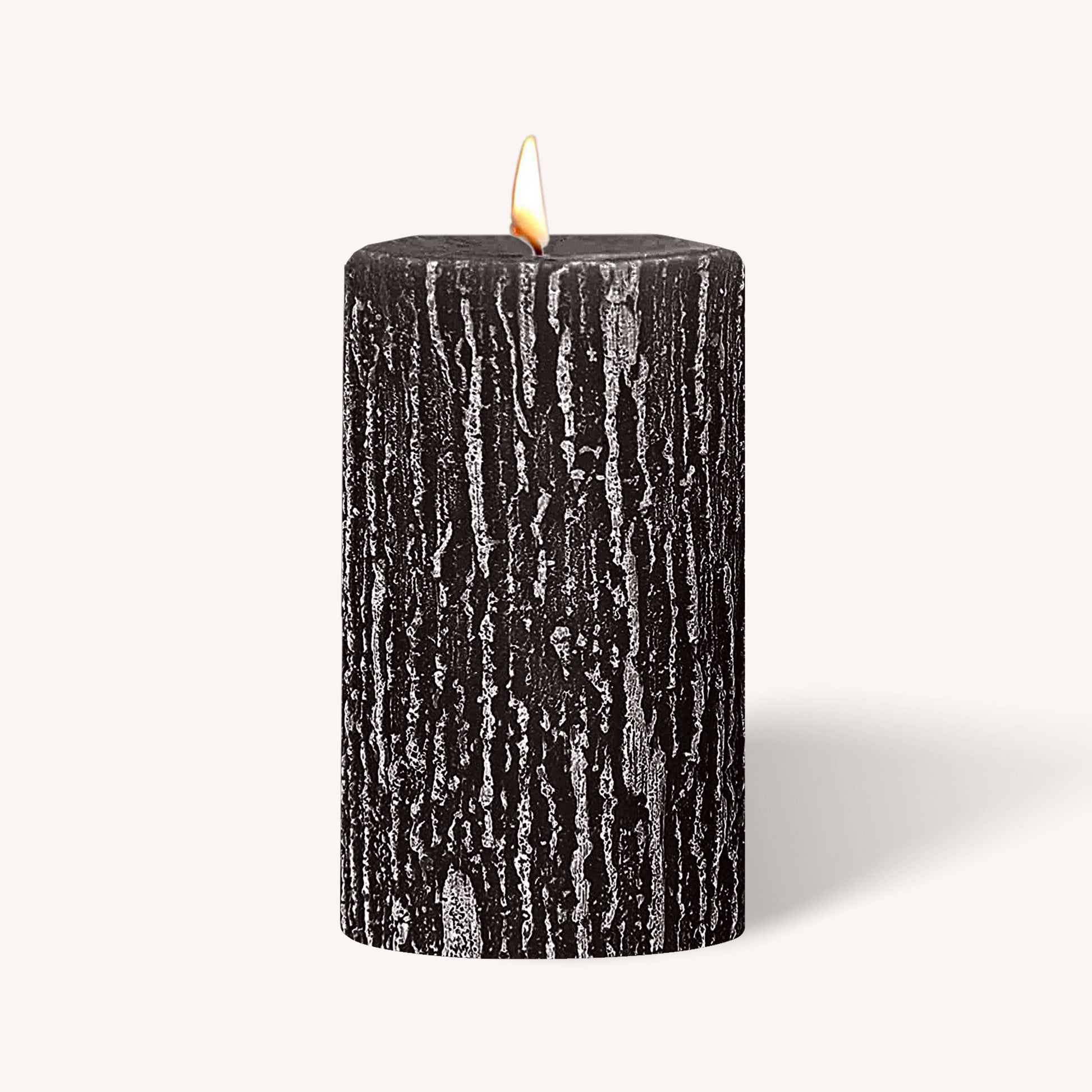 Stone grey rustic pillar candle, 3 inch by 5 inch, pack of 6