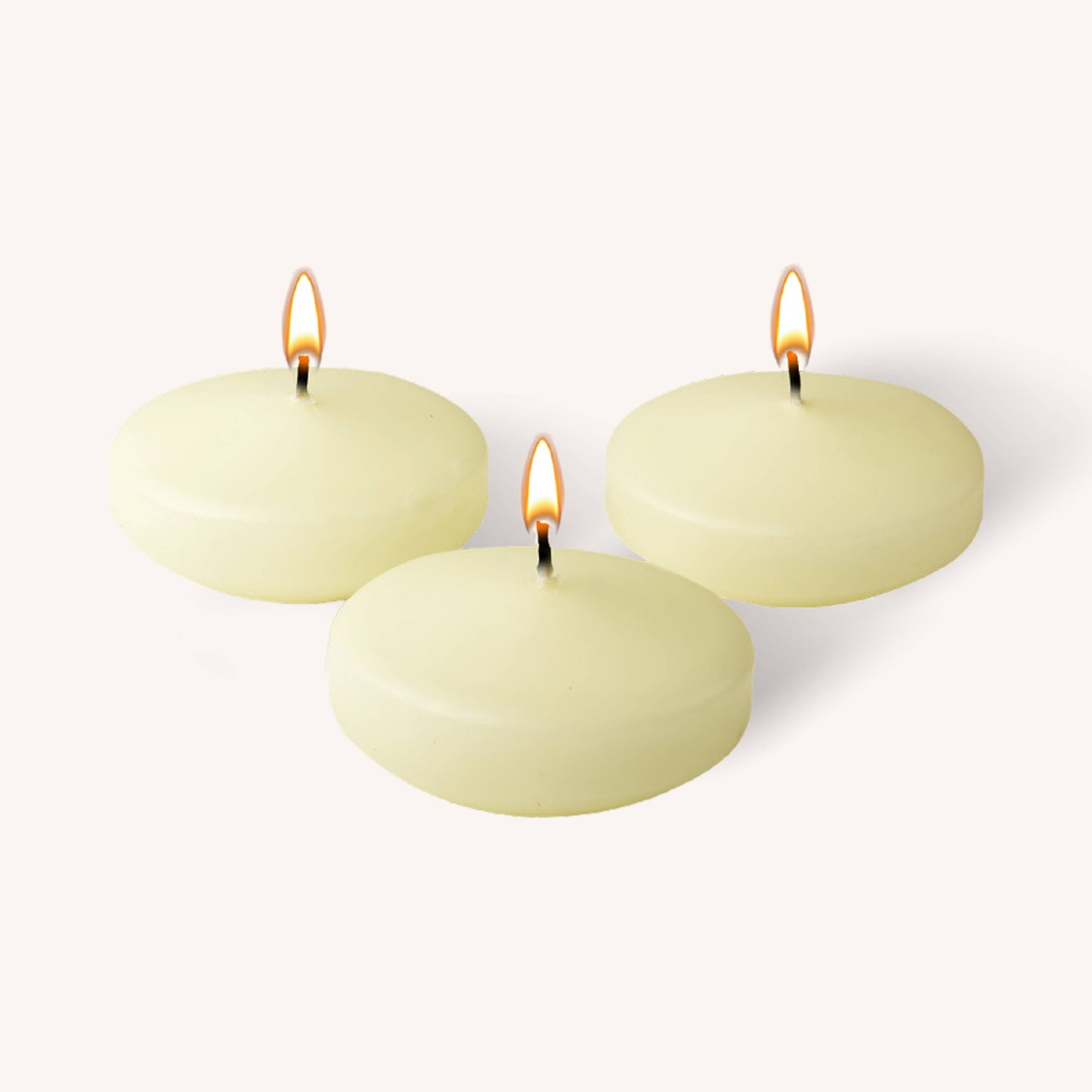 Ivory floating candles, large size, pack of 12