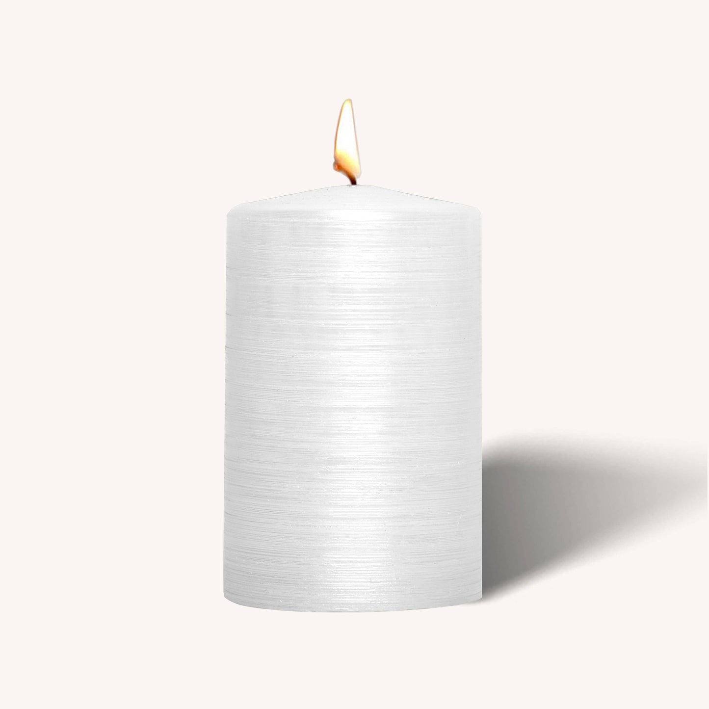 Brushed Metallic Pillar Candles - White - 2.5" x 4" - 6 Pack