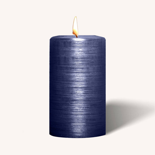 Brushed Metallic Pillar Candles - Blue - 2.7" x 5" - 6 Pack