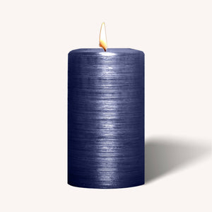 Brushed Metallic Pillar Candles - Blue - 2.7" x 5" - 6 Pack
