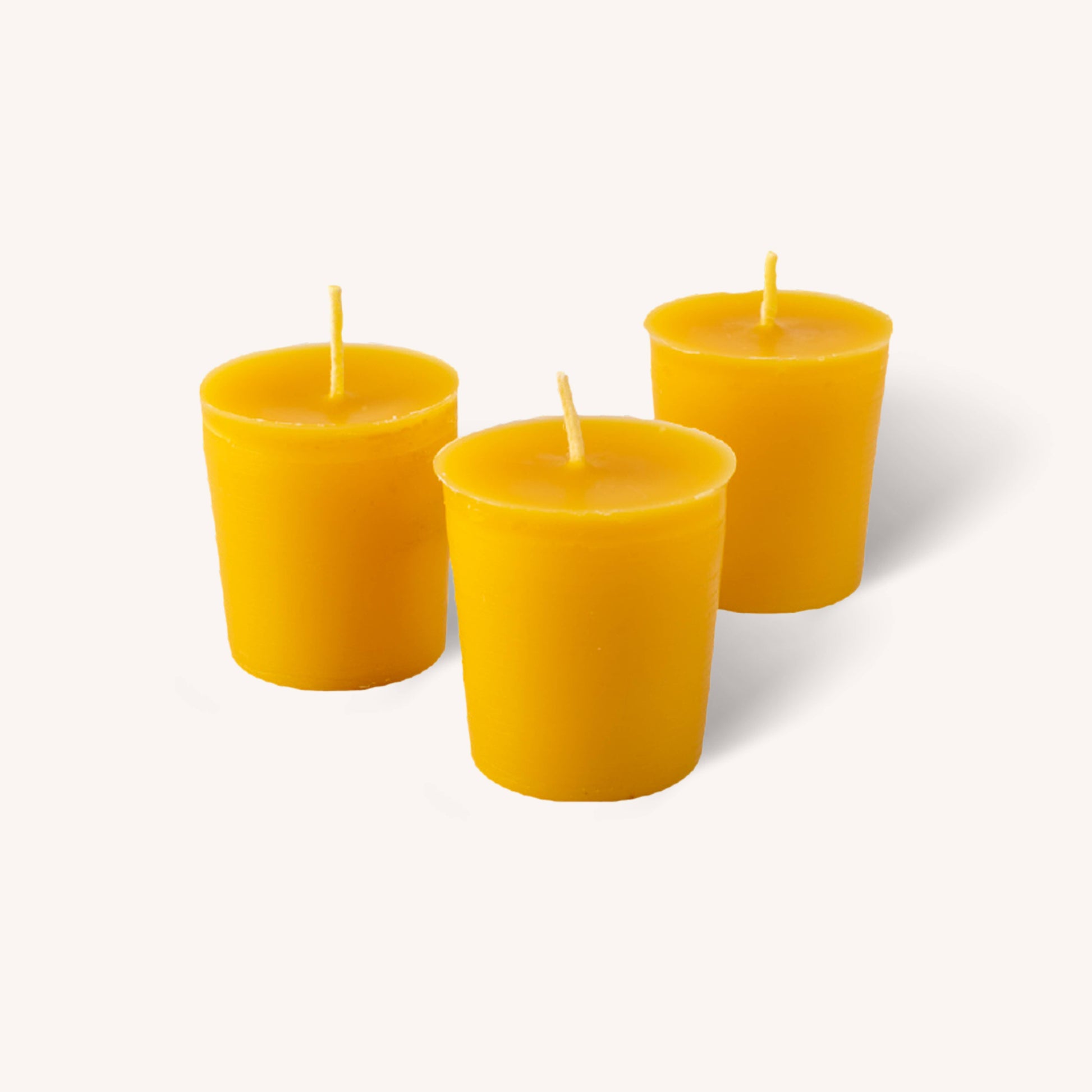 Natural beeswax votive candle, 7 hour burn, pack of 6