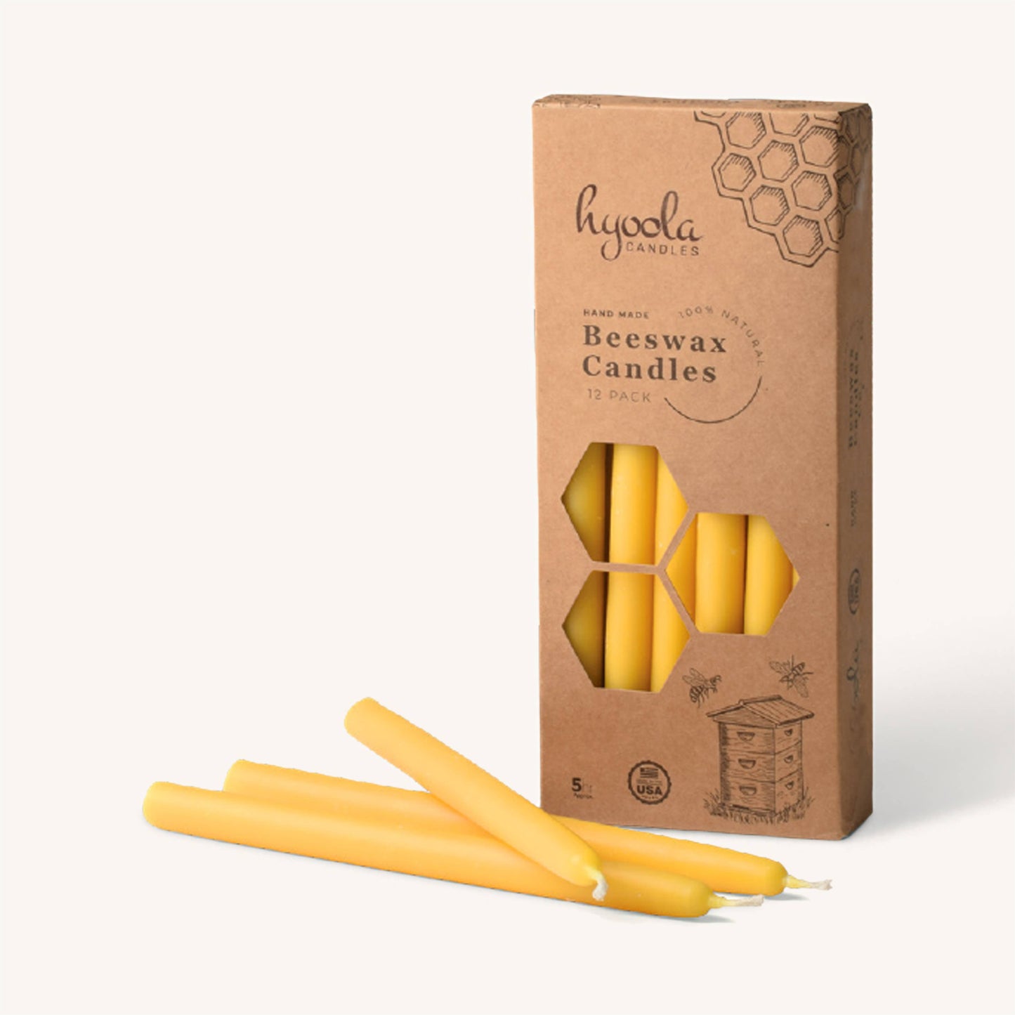 Yellow Beeswax Candles - 9" x 5/8"- 25 Pack