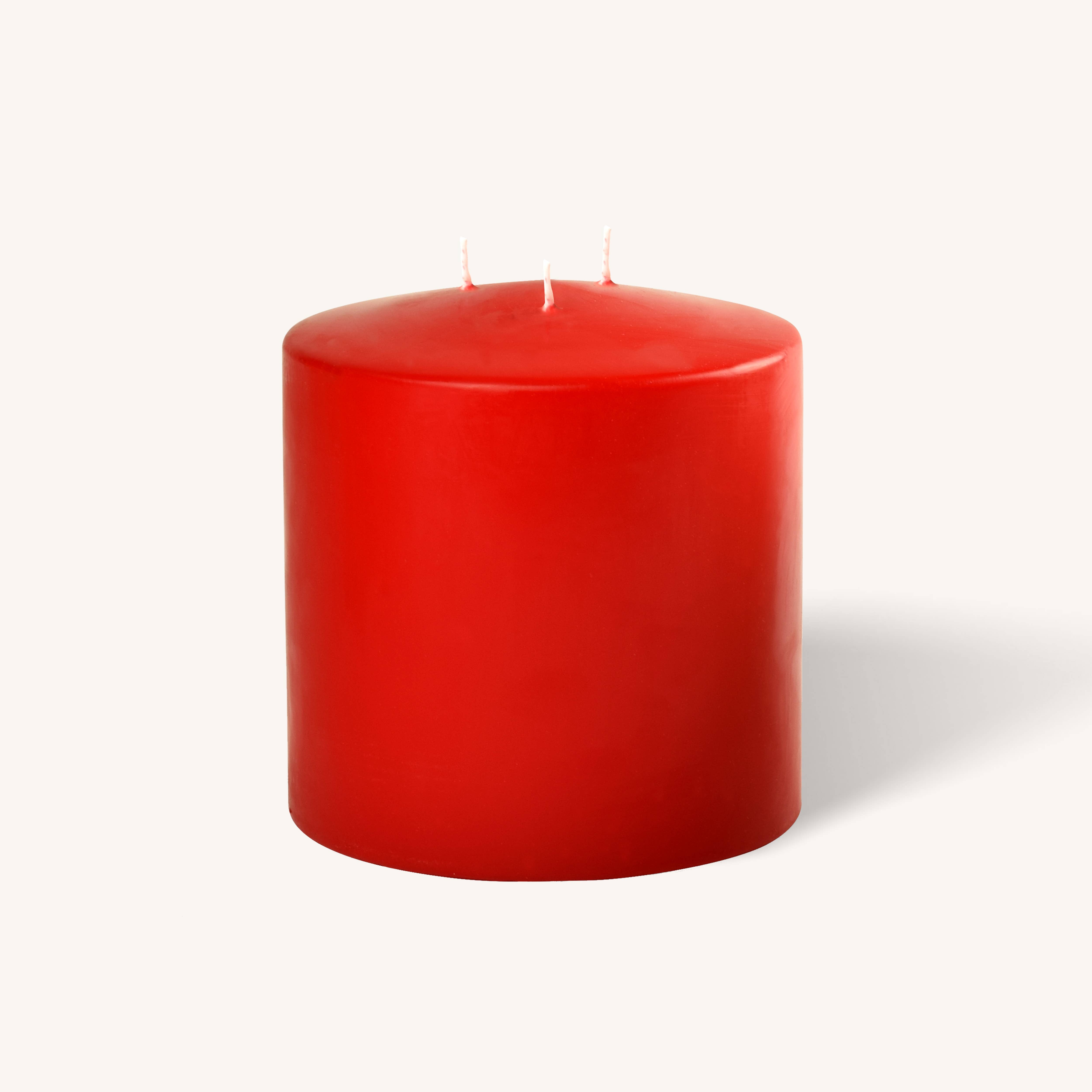 Red 3 Wick Pillar Candle - 6" x 6"