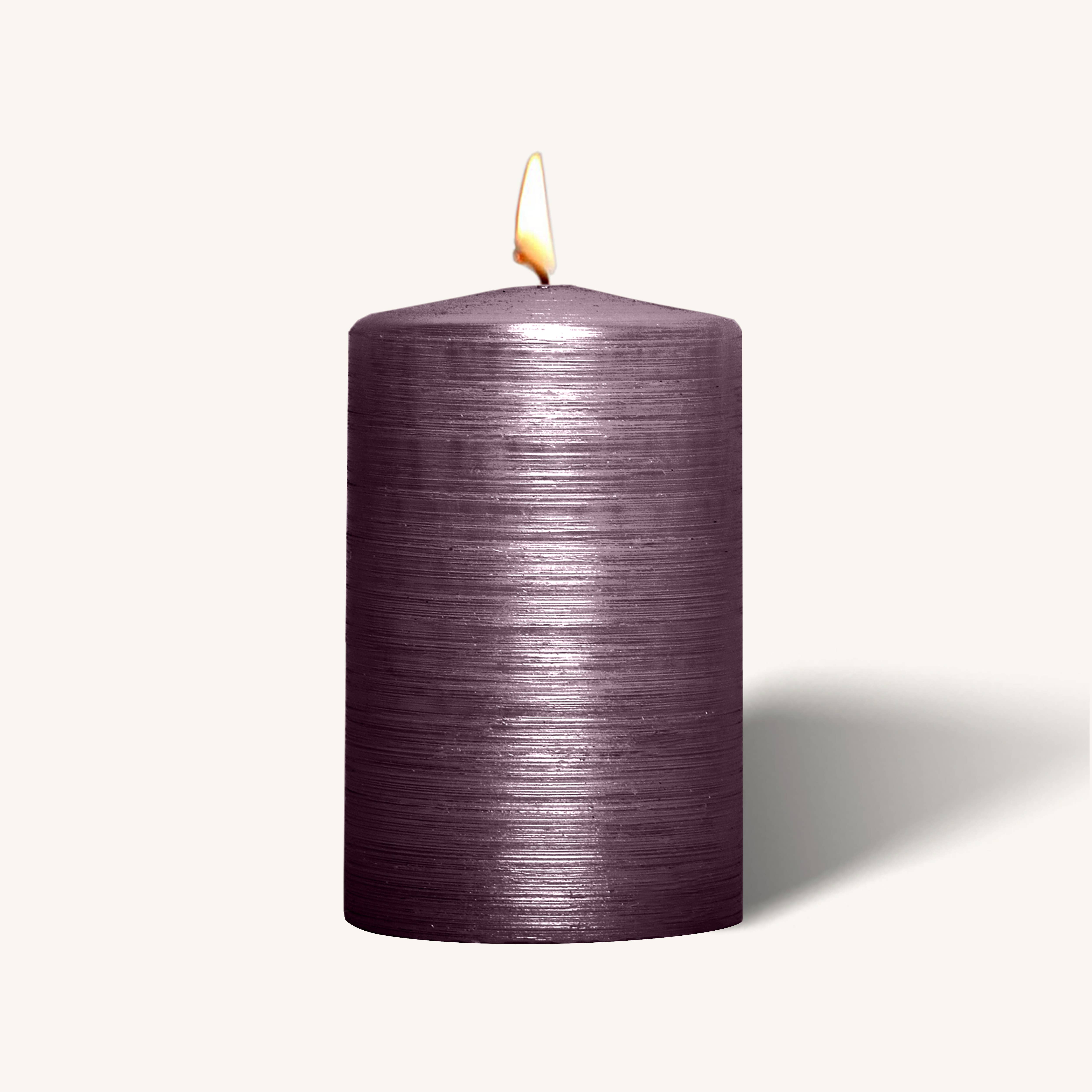 Brushed Metallic Pillar Candles - Purple - 2.5" x 4" - 6 Pk