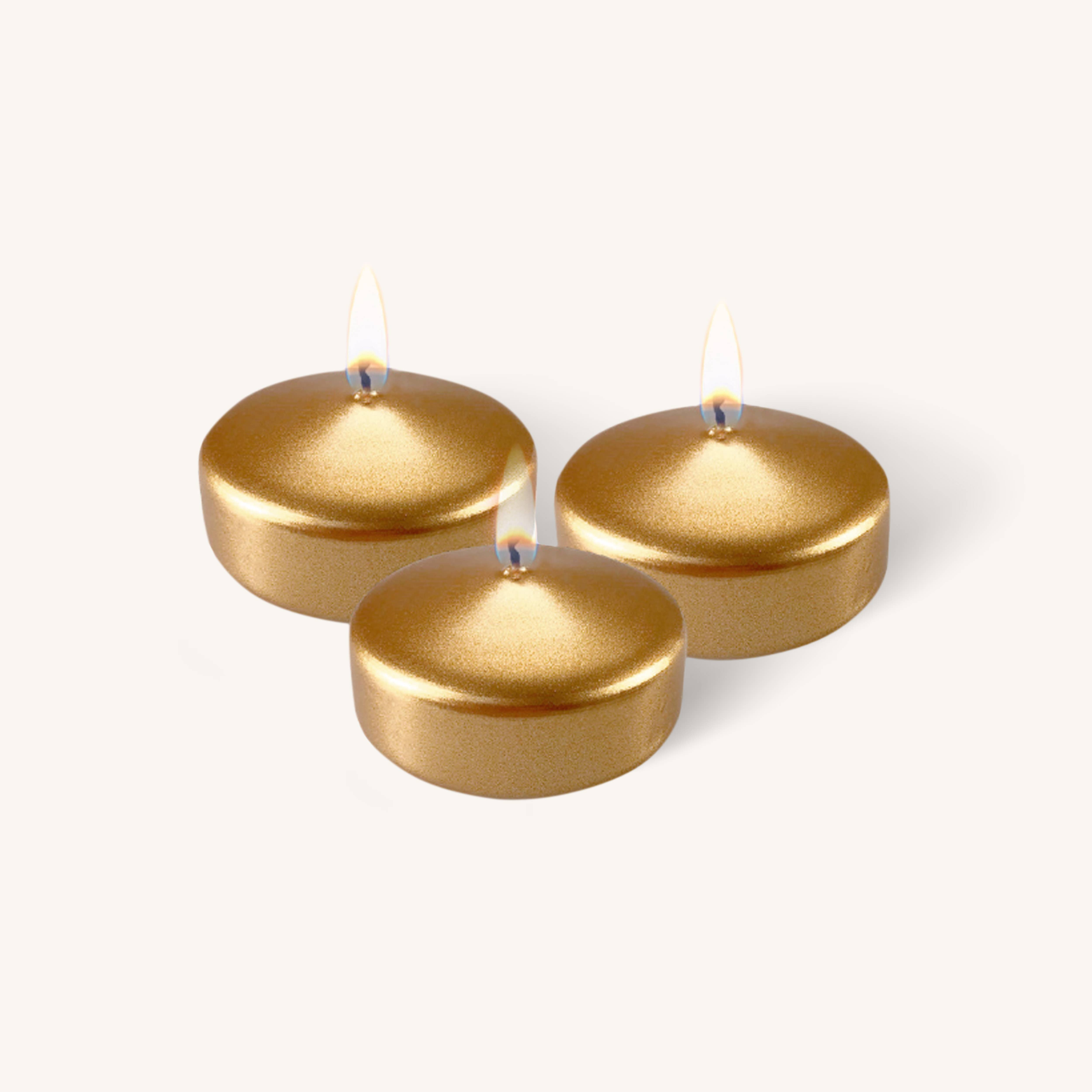 Floating Candles - Metallic Antique Gold - Medium - 10 Pack