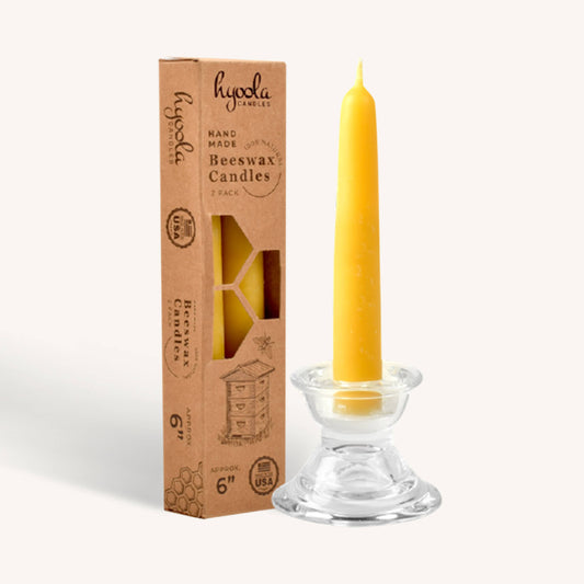 Yellow Beeswax Candles - 6 inch - 4 Pack
