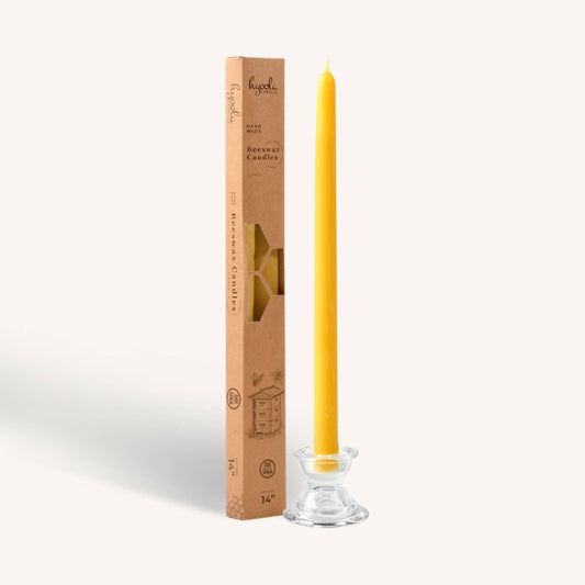 Yellow Beeswax Candles - 14 inch  - 2 Pack
