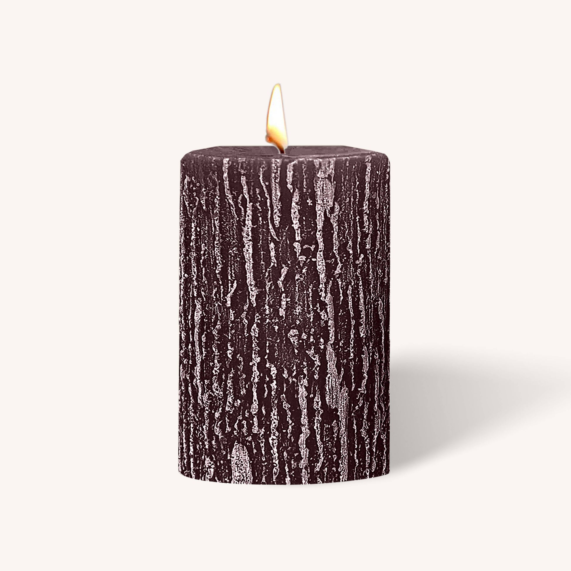 Purple rustic pillar candle, 2.5 inch by 3 inch, pack of 6