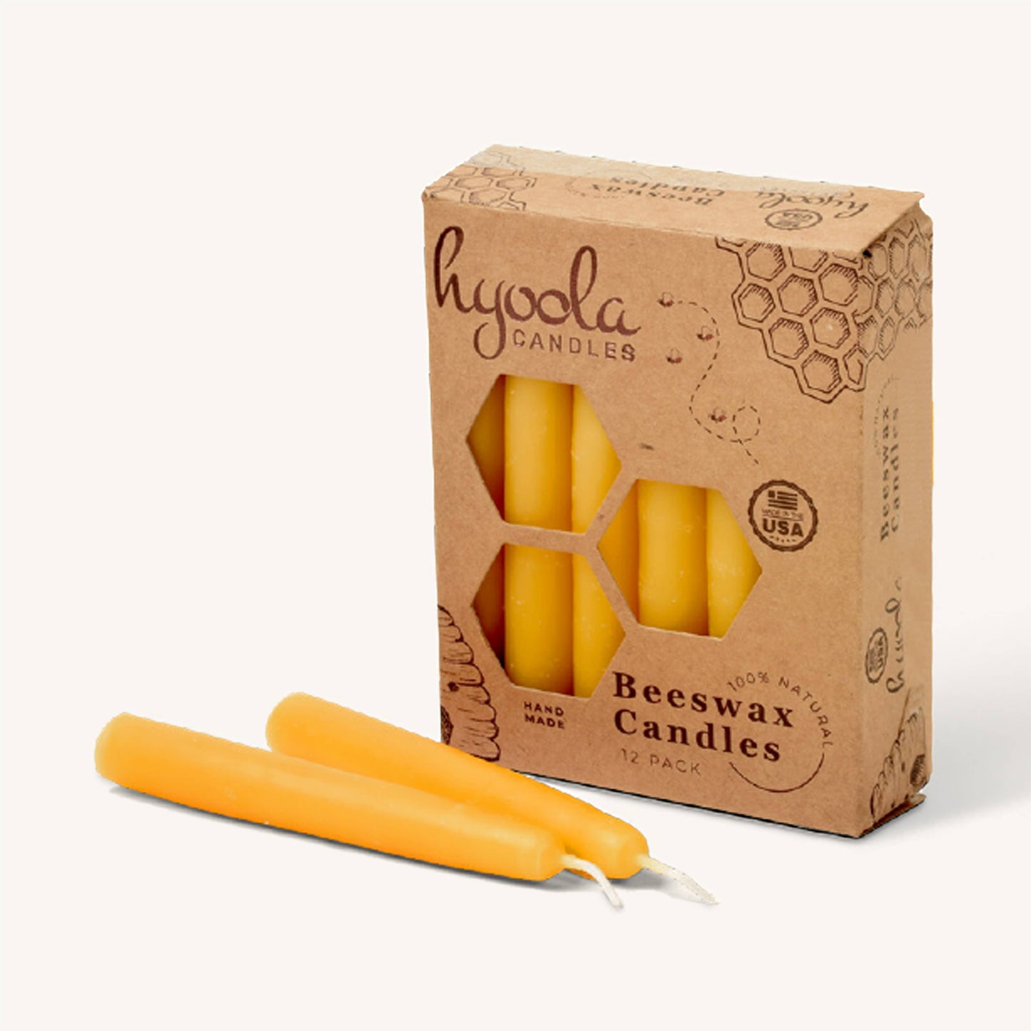 Yellow Beeswax Candles - Small - 12 Pack