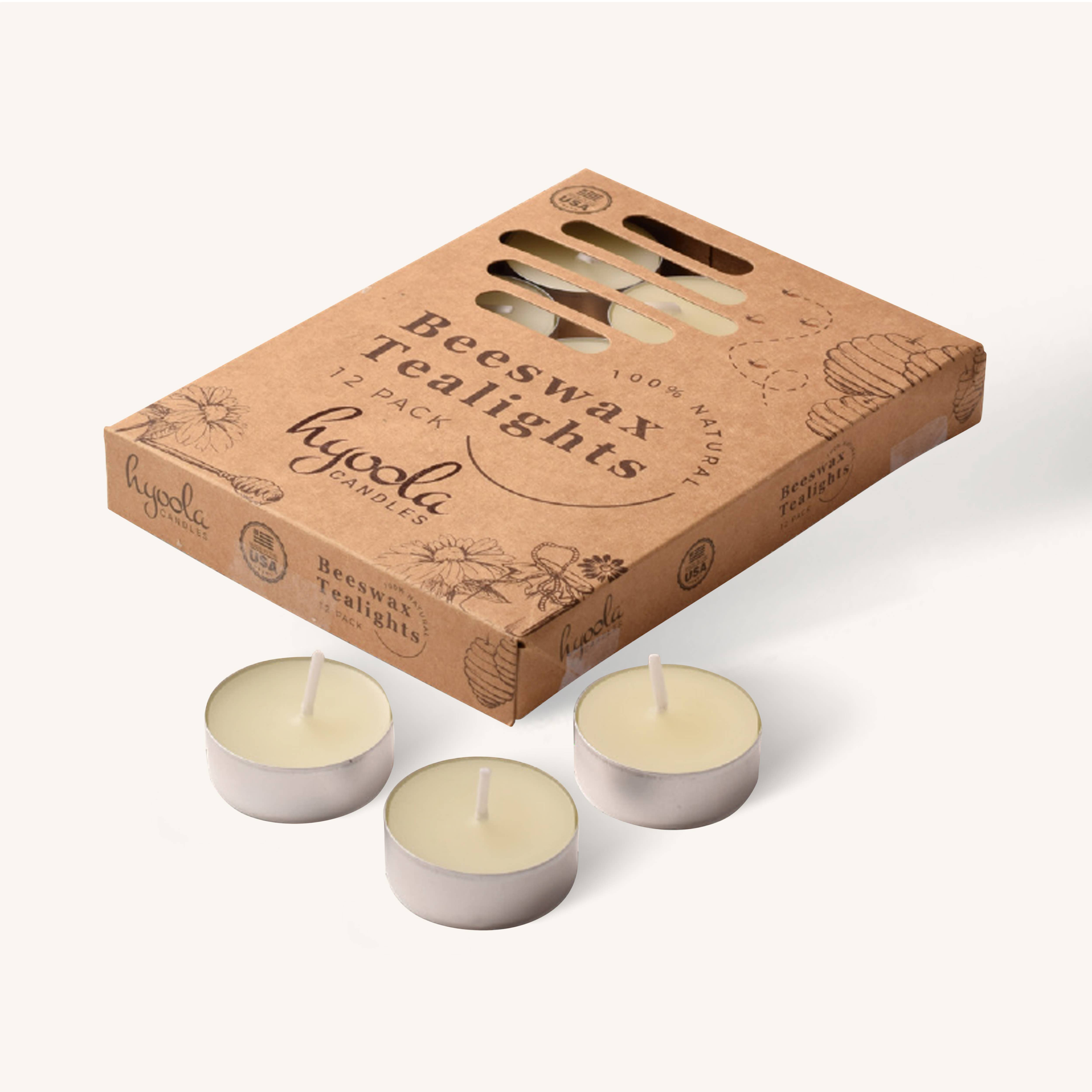 White Beeswax Tealights in Aluminum Cup - 4 Hours - 12 Pack