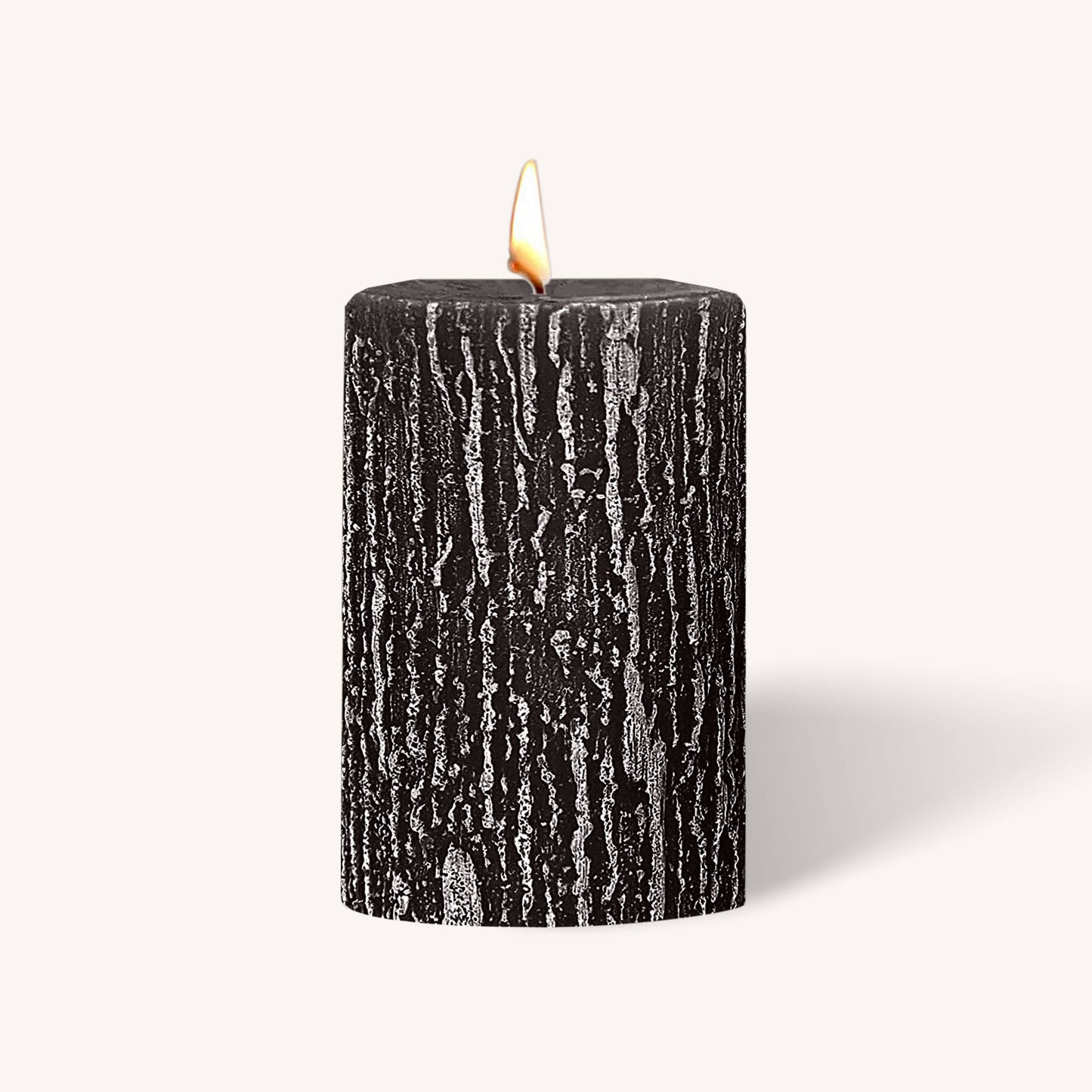 Stone grey rustic pillar candle, 2.5 inch by 3 inch, pack of 6