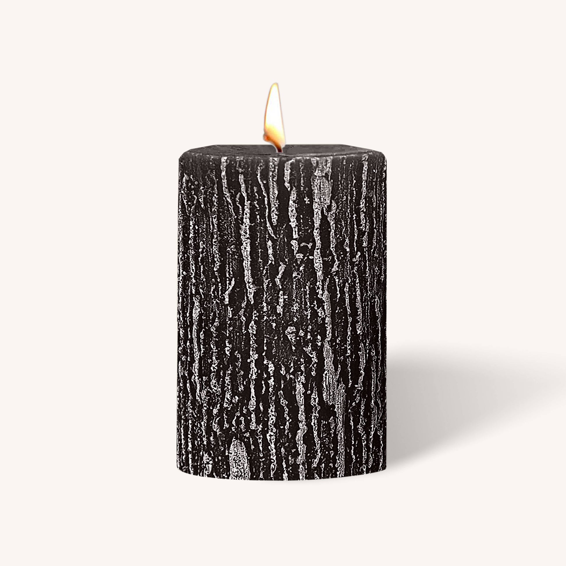 Stone grey rustic pillar candle, 2.5 inch by 3 inch, pack of 6