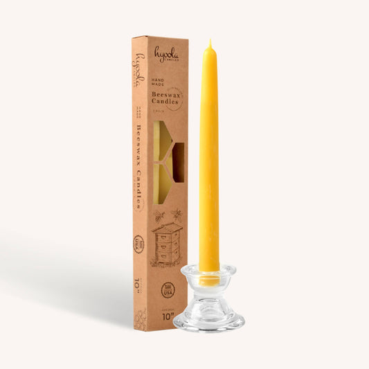 Yellow Beeswax Candles - 10 inch - 2 Pack