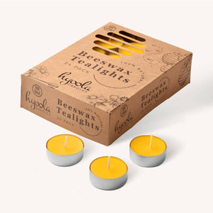 Yellow Beeswax Tealights in Aluminum Cup - 4 Hours - 24 Pack