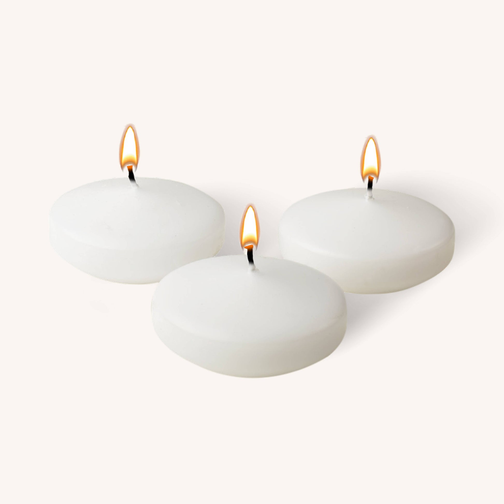 White floating candles, large size, pack of 12