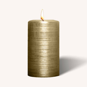 Brushed Metallic Pillar Candle - Antique Gold - 2.7"x5" -6Pk