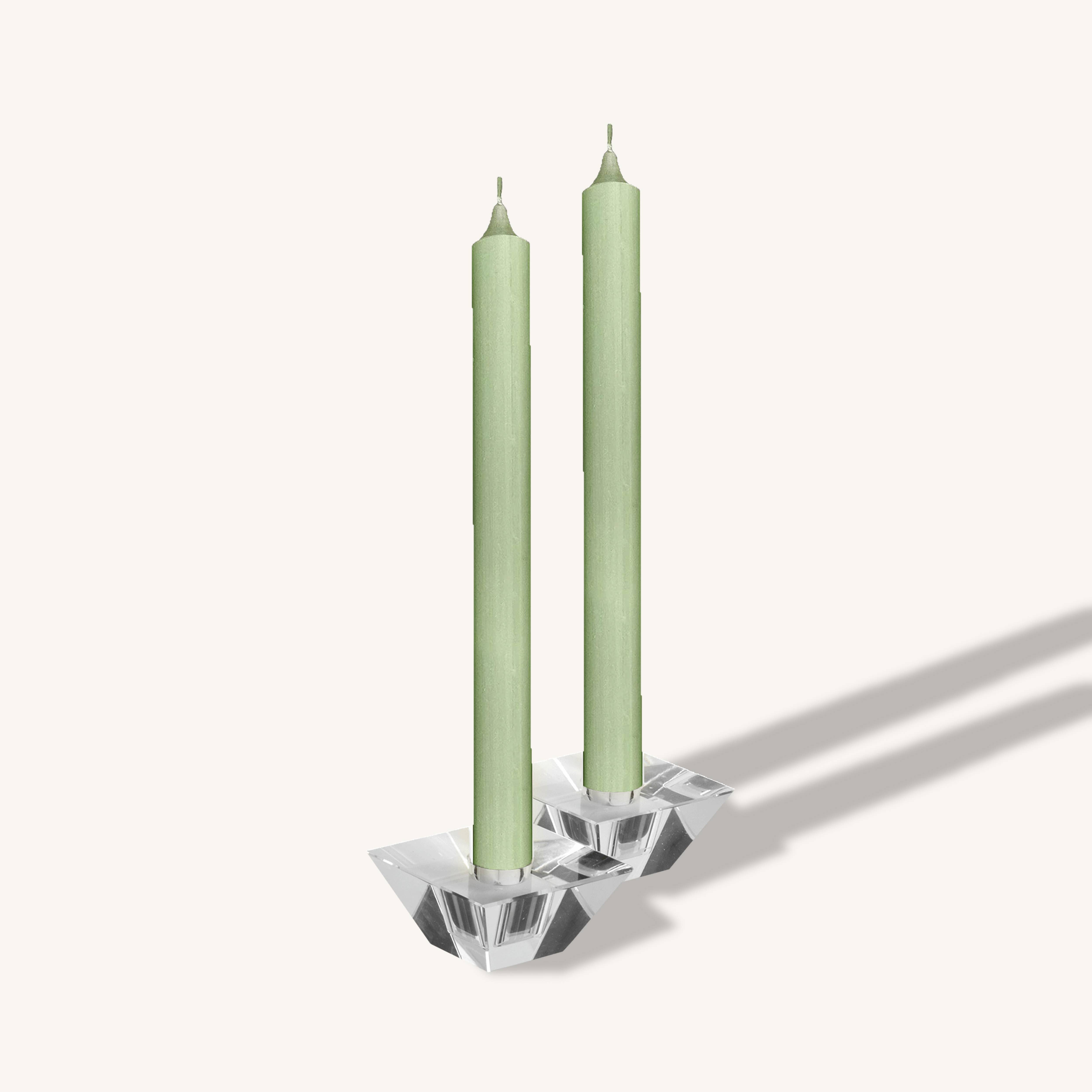 Soft Green Rustic Candles - 10 Inch - 12 Pack