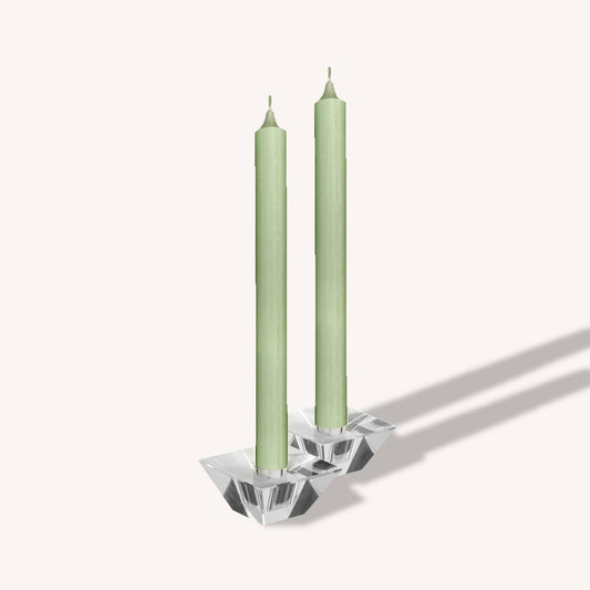 Soft Green Rustic Candles - 10 Inch - 12 Pack