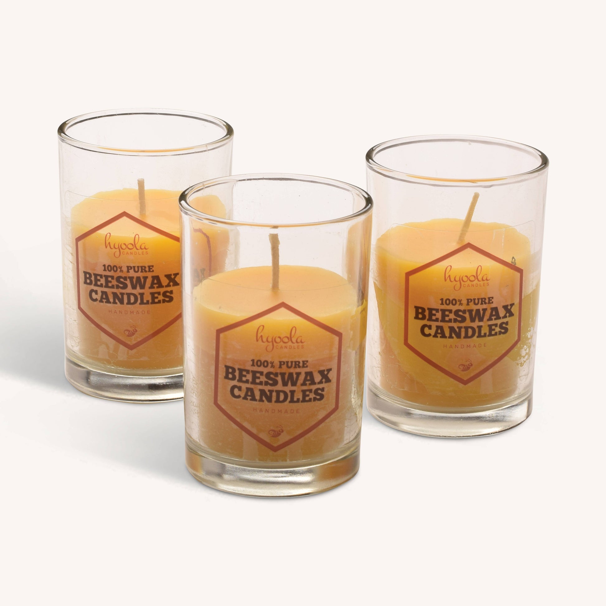 Natural beeswax votive candle in glass jar, 2 ounces, pack of 6