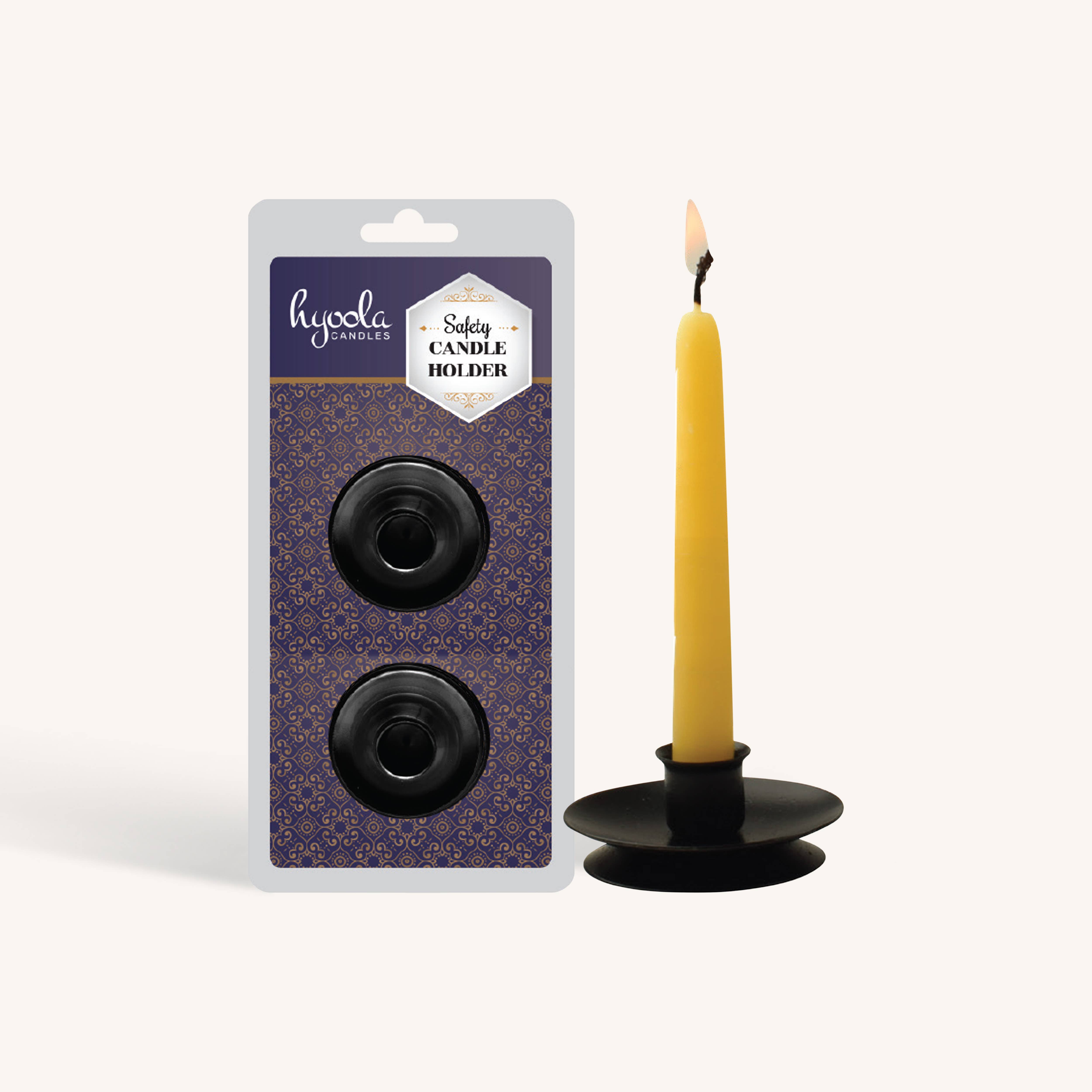 Self Standing Safety Candle Holder - Black - 3/4" Dia. -2 Pk