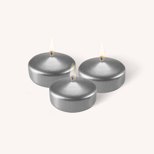 Floating Candles - Metallic Silver - Medium - 10 Pack