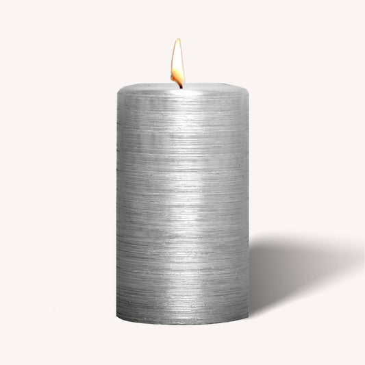 Brushed Metallic Pillar Candles - Titan - 2.7" x 5" - 6 Pack