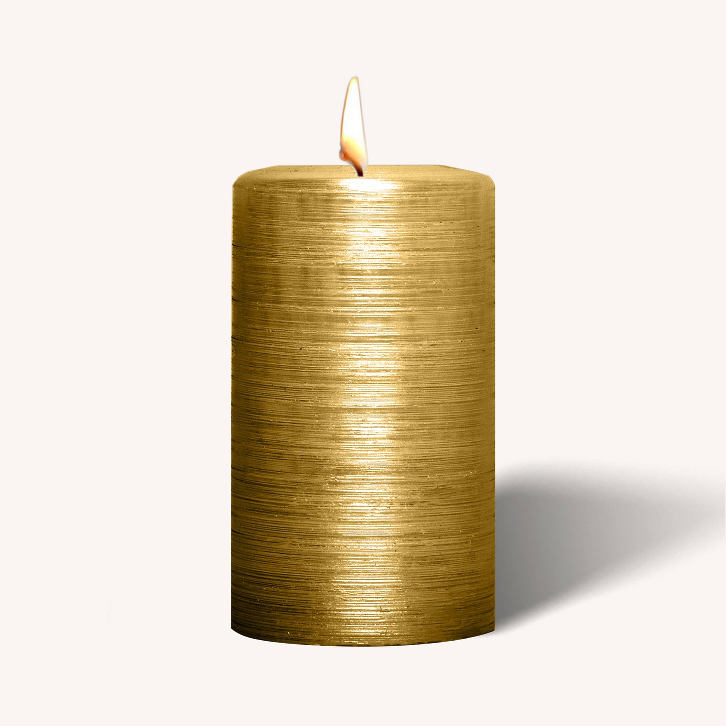 Gold brushed metallic pillar candle, 2.7 inch by 5 inch, pack of 6