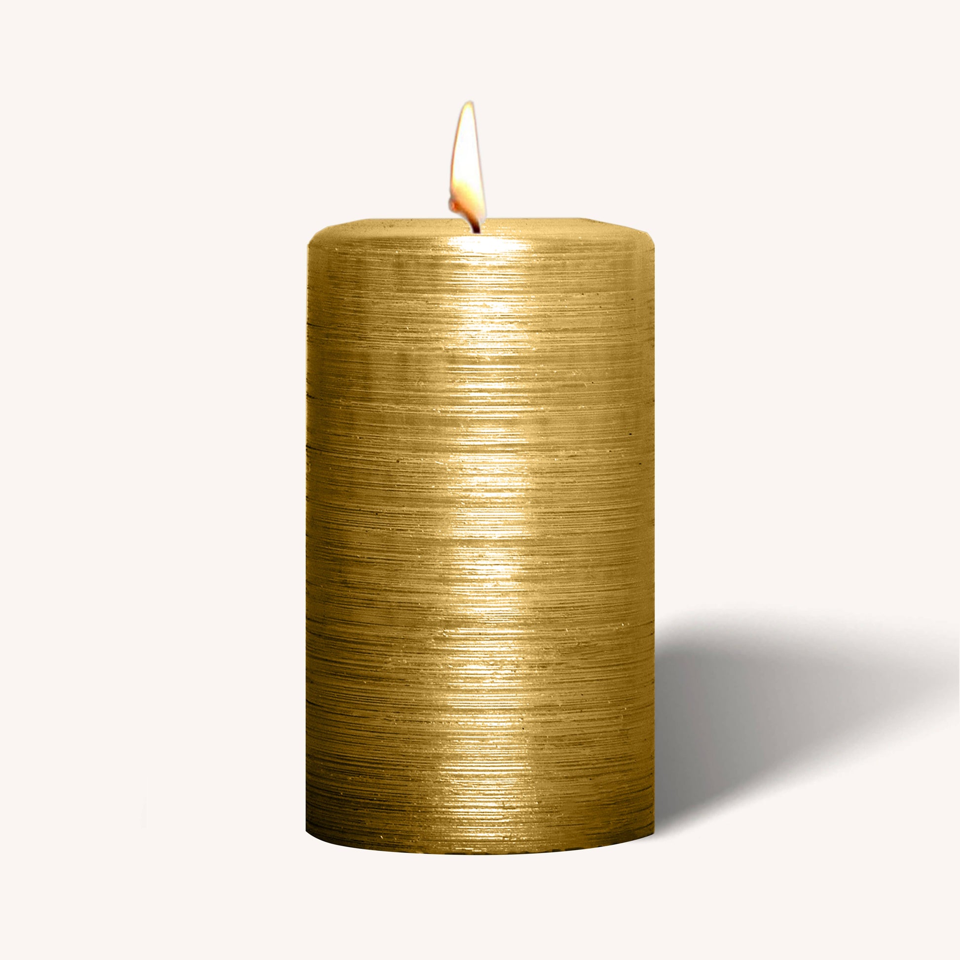 Gold brushed metallic pillar candle, 2.7 inch by 5 inch, pack of 6