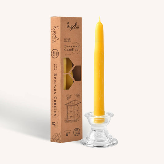 Yellow Beeswax Candles - 8 inch - 2 Pack