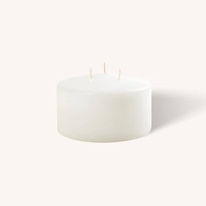 White 3 Wick Pillar Candles - 6" x 3"