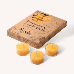 Yellow Beeswax Tealights in Clear Cup - 4 Hour - 12 Pack