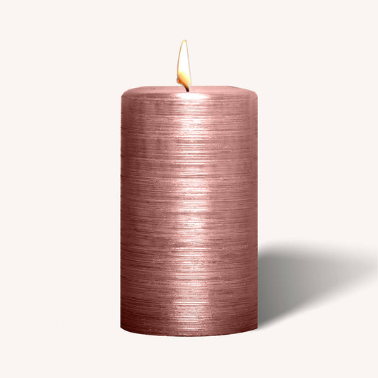 Brushed Metallic Pillar Candles - Rose - 2.7" x 5" - 6 Pack