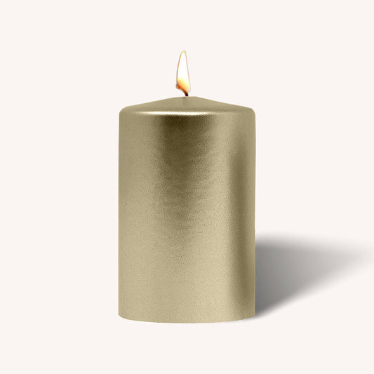 Metallic Cream Gold Pillar Candle - 2.5 x 4" - 6 Pack